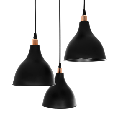 GLOBOSTAR® RADE 203-0127 Μοντέρνο Κρεμαστό Φωτιστικό Οροφής με Ντουί 3 x E27 AC 220-240V IP20 - Μαύρο & Χάλκινο - Μ40 x Π40 x Υ40cm