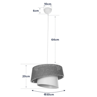 GLOBOSTAR® ALINA 203-0129 Μοντέρνο Κρεμαστό Φωτιστικό Οροφής με Ντουί 1 x E27 AC 220-240V IP20 - Καφέ & Μπεζ - Μ30 x Π30 x Υ20cm