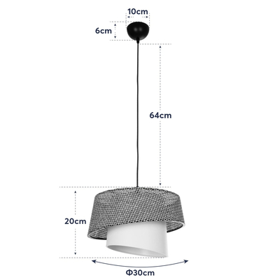 GLOBOSTAR® ALINA 203-0130 Μοντέρνο Κρεμαστό Φωτιστικό Οροφής με Ντουί 1 x E27 AC 220-240V IP20 - Γκρι & Λευκό - Μ30 x Π30 x Υ20cm