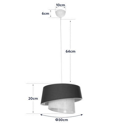 GLOBOSTAR® ALINA 203-0131 Μοντέρνο Κρεμαστό Φωτιστικό Οροφής με Ντουί 1 x E27 AC 220-240V IP20 - Μαύρο & Μπεζ - Μ30 x Π30 x Υ20cm
