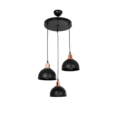 GLOBOSTAR® ΗUT 203-0146 Μοντέρνο Κρεμαστό Φωτιστικό Οροφής με Ντουί 3 x E27 AC 220-240V IP20 - Μάυρο & Χάλκινο - Μ40 x Π40 x Υ40cm