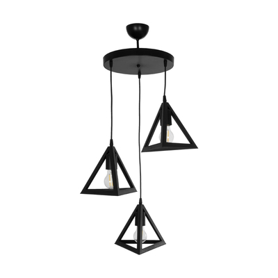 GLOBOSTAR® TRIANGLE 203-0160 Μοντέρνο Κρεμαστό Φωτιστικό Οροφής με Ντουί 3 x E27 AC 220-240V IP20 - Μάυρο - Μ67 x Π67 x Υ50cm