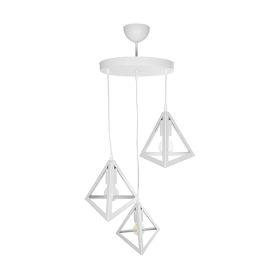 GLOBOSTAR® TRIANGLE 203-0164 Μοντέρνο Κρεμαστό Φωτιστικό Οροφής με Ντουί 3 x E27 AC 220-240V IP20 - Λευκό - Μ67 x Π67 x Υ50cm