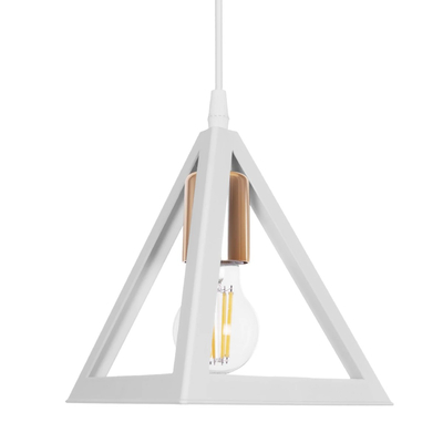 GLOBOSTAR® TRIANGLE 203-0165 Μοντέρνο Κρεμαστό Φωτιστικό Οροφής με Ντουί 1 x E27 AC 220-240V IP20 - Λευκό & Χάλκινο - Μ24 x Π24 x Υ22cm