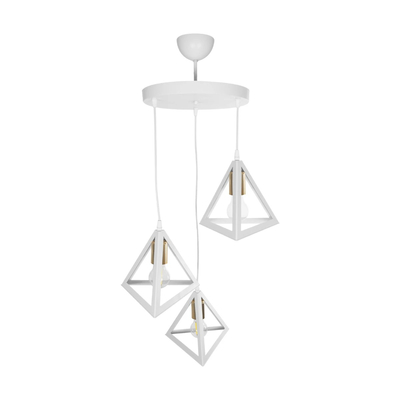 GLOBOSTAR® TRIANGLE 203-0166 Μοντέρνο Κρεμαστό Φωτιστικό Οροφής με Ντουί 3 x E27 AC 220-240V IP20 - Λευκό & Χρυσό - Μ67 x Π67 x Υ50cm