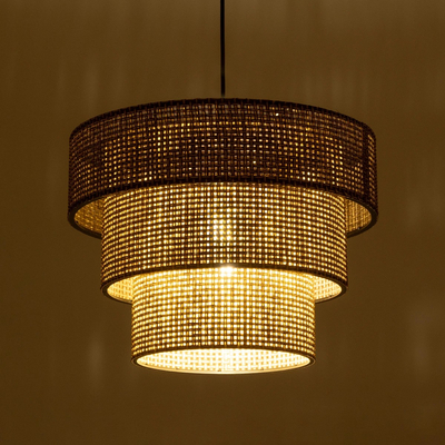 GLOBOSTAR® LEVEL 203-0171 Μοντέρνο Κρεμαστό Φωτιστικό Οροφής με Ντουί 1 x E27 AC 220-240V IP20 - Καφέ - Μ39 x Π39 x Υ30cm