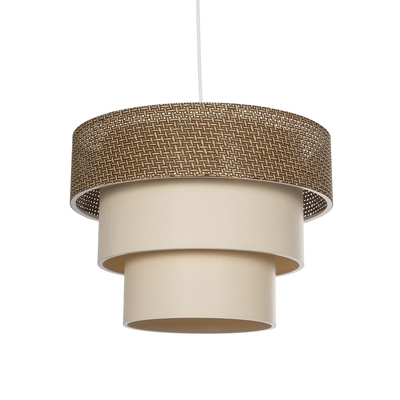 GLOBOSTAR® LEVEL 203-0172 Μοντέρνο Κρεμαστό Φωτιστικό Οροφής με Ντουί 1 x E27 AC 220-240V IP20 - Καφέ & Μπεζ - Μ38 x Π38 x Υ30cm