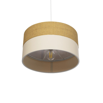 GLOBOSTAR® LIVA 203-0173 Μοντέρνο Κρεμαστό Φωτιστικό Οροφής με Ντουί 1 x E27 AC 220-240V IP20 - Καφέ & Μπεζ - Μ38 x Π38 x Υ20cm