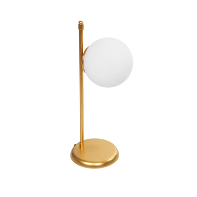 GloboStar® GLOBUS 203-0182 Μοντέρνο Επιτραπέζιο Φωτιστικό Πορτατίφ Μονόφωτο 1 x E27 IP20 Χρυσο Μέταλλο με Λευκό Γυαλί - Μ21 x Π16.5 x Υ45cm