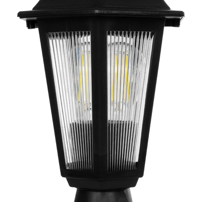 GloboStar® VITRO 203-0190 Vintage Επιδαπέδιο Φωτιστικό Φαναράκι Μονόφωτο 1 x E27 IP44 Μαύρο & Διάφανο Πλαστικό - Μ17 x Π17 x Υ40cm