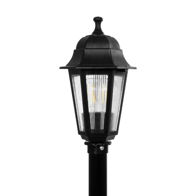 GloboStar® VITRO 203-0192 Vintage Επιδαπέδιο Φωτιστικό Κολωνάκι Κήπου Μονόφωτο 1 x E27 IP44 Μαύρο & Διάφανο Πλαστικό - Μ17 x Π17 x Υ100cm