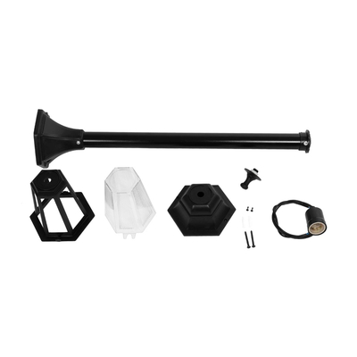 GloboStar® VITRO 203-0192 Vintage Επιδαπέδιο Φωτιστικό Κολωνάκι Κήπου Μονόφωτο 1 x E27 IP44 Μαύρο & Διάφανο Πλαστικό - Μ17 x Π17 x Υ100cm