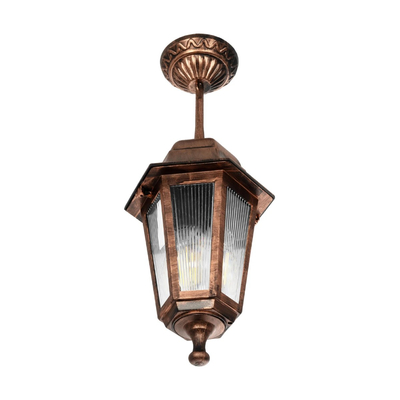 GLOBOSTAR® VITRO 203-0194 Vintage Φωτιστικό Οροφής με Ντουί 1 x E27 AC 220-240V IP44 - Χάλκινο - Μ17 x Π17 x Υ28cm