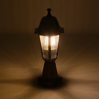 GloboStar® VITRO 203-0195 Vintage Επιδαπέδιο Φωτιστικό Φαναράκι Μονόφωτο 1 x E27 IP44 Χάλκινο & Διάφανο Πλαστικό - Μ17 x Π17 x Υ40cm