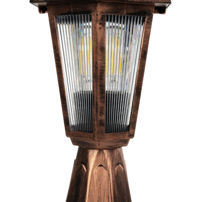 GloboStar® VITRO 203-0195 Vintage Επιδαπέδιο Φωτιστικό Φαναράκι Μονόφωτο 1 x E27 IP44 Χάλκινο & Διάφανο Πλαστικό - Μ17 x Π17 x Υ40cm