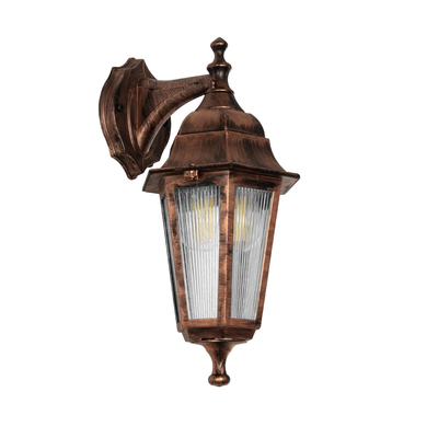 GLOBOSTAR® VITRO 203-0196 Vintage Φωτιστικό Τοίχου - Απλίκα με Ντουί 1 x E27 AC 220-240V IP44 - Χάλκινο - Μ17 x Π20 x Υ36cm