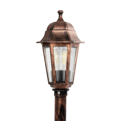 GloboStar® VITRO 203-0197 Vintage Επιδαπέδιο Φωτιστικό Κολωνάκι Κήπου Μονόφωτο 1 x E27 IP44 Χάλκινο & Διάφανο Πλαστικό - Μ17 x Π17 x Υ100cm