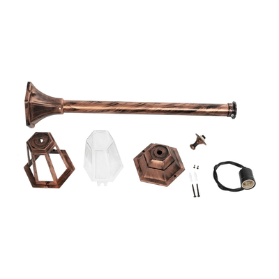 GloboStar® VITRO 203-0197 Vintage Επιδαπέδιο Φωτιστικό Κολωνάκι Κήπου Μονόφωτο 1 x E27 IP44 Χάλκινο & Διάφανο Πλαστικό - Μ17 x Π17 x Υ100cm