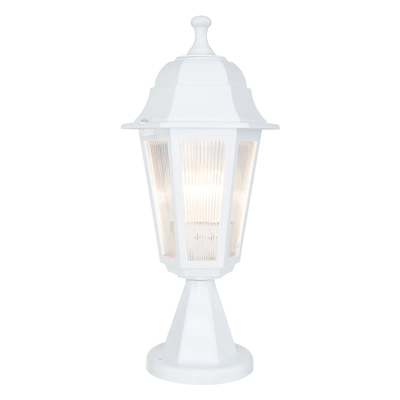 GloboStar® VITRO 203-0200 Vintage Επιδαπέδιο Φωτιστικό Φαναράκι Μονόφωτο 1 x E27 IP44 Λευκό & Διάφανο Πλαστικό - Μ16 x Π16 x Υ39cm