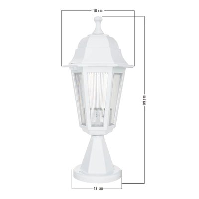 GloboStar® VITRO 203-0200 Vintage Επιδαπέδιο Φωτιστικό Φαναράκι Μονόφωτο 1 x E27 IP44 Λευκό & Διάφανο Πλαστικό - Μ16 x Π16 x Υ39cm