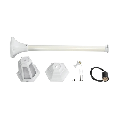 GloboStar® VITRO 203-0202 Vintage Επιδαπέδιο Φωτιστικό Κολωνάκι Κήπου  Μονόφωτο 1 x E27 IP44 Λευκό & Διάφανο Πλαστικό - Μ17 x Π17 x Υ100cm