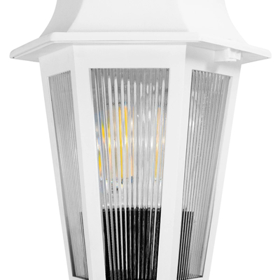 GloboStar® VITRO 203-0203 Vintage Καρφωτό Φωτιστικό Φαναράκι Μονόφωτο 1 x E27 IP44 Λευκό & Διάφανο Πλαστικό - Μ17 x Π17 x Υ55cm