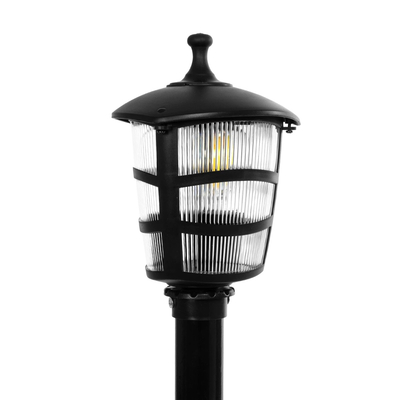 GloboStar® ZARDIN 203-0207 Vintage Επιδαπέδιο Φωτιστικό Κολωνάκι Κήπου Μονόφωτο 1 x E27 IP44 Μαύρο & Διάφανο Πλαστικό - Μ17 x Π17 x Υ92cm