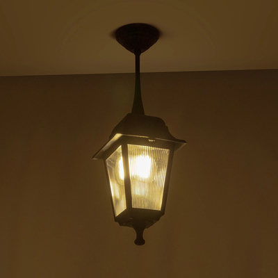 GLOBOSTAR® SOLME 203-0209 Vintage Φωτιστικό Οροφής με Ντουί 1 x E27 AC 220-240V IP44 - Μαύρο - Μ15 x Π15 x Υ27cm