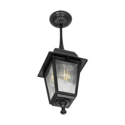 GLOBOSTAR® SOLME 203-0209 Vintage Φωτιστικό Οροφής με Ντουί 1 x E27 AC 220-240V IP44 - Μαύρο - Μ15 x Π15 x Υ27cm