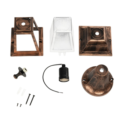 GloboStar® SOLME 203-0215 Vintage Επιδαπέδιο Φωτιστικό Φαναράκι Μονόφωτο 1 x E27 IP44 Χάλκινο & Διάφανο Πλαστικό - Μ22 x Π22 x Υ40cm