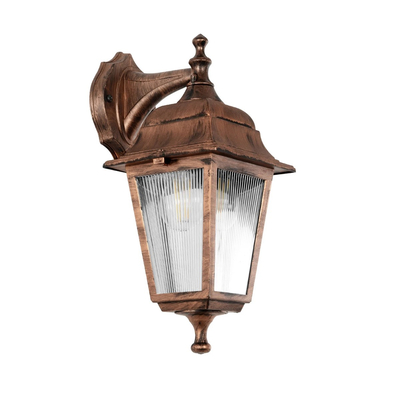 GLOBOSTAR® SOLME 203-0216 Vintage Φωτιστικό Τοίχου - Απλίκα με Ντουί 1 x E27 AC 220-240V IP44 - Χάλκινο - Μ15 x Π20 x Υ35cm