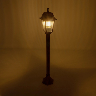 GloboStar® SOLME 203-0217 Vintage Επιδαπέδιο Φωτιστικό Κολωνάκι Κήπου Μονόφωτο 1 x E27 IP44 Χάλκινο & Διάφανο Πλαστικό - Μ22 x Π22 x Υ100cm