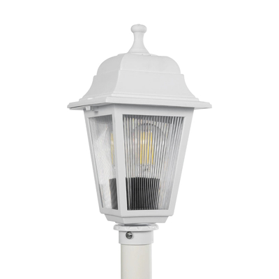 GloboStar® SOLME 203-0222 Vintage Επιδαπέδιο Φωτιστικό Κολωνάκι Κήπου Μονόφωτο 1 x E27 IP44 Λευκό & Διάφανο Πλαστικό - Μ22 x Π22 x Υ100cm