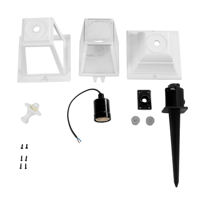 GloboStar® SOLME 203-0223 Vintage Καρφωτό Φωτιστικό Φαναράκι Μονόφωτο 1 x E27 IP44 Λευκό & Διάφανο Πλαστικό - Μ22 x Π22 x Υ35cm