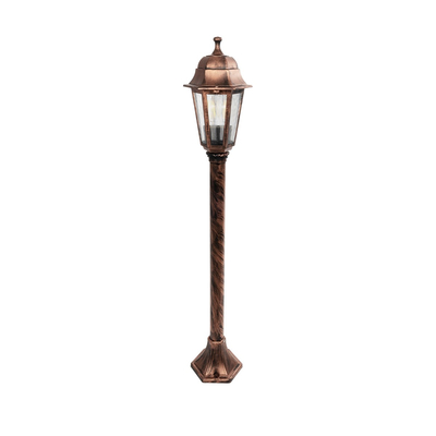 GloboStar® VITRO 203-0197 Vintage Επιδαπέδιο Φωτιστικό Κολωνάκι Κήπου Μονόφωτο 1 x E27 IP44 Χάλκινο & Διάφανο Πλαστικό - Μ17 x Π17 x Υ100cm