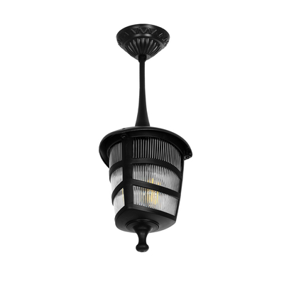 GLOBOSTAR® ZARDIN 203-0204 Vintage Φωτιστικό Οροφής με Ντουί 1 x E27 AC 220-240V IP44 - Μαύρο - Μ17 x Π17 x Υ22cm