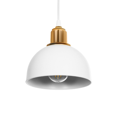 GLOBOSTAR® ΗUT 203-0147 Μοντέρνο Κρεμαστό Φωτιστικό Οροφής με Ντουί 1 x E27 AC 220-240V IP20 - Λευκό & Χρυσό - Μ18 x Π18 x Υ18cm