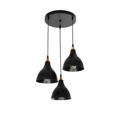 GLOBOSTAR® RADE 203-0127 Μοντέρνο Κρεμαστό Φωτιστικό Οροφής με Ντουί 3 x E27 AC 220-240V IP20 - Μαύρο & Χάλκινο - Μ40 x Π40 x Υ40cm