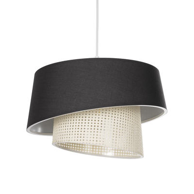 GLOBOSTAR® ALINA 203-0131 Μοντέρνο Κρεμαστό Φωτιστικό Οροφής με Ντουί 1 x E27 AC 220-240V IP20 - Μαύρο & Μπεζ - Μ30 x Π30 x Υ20cm