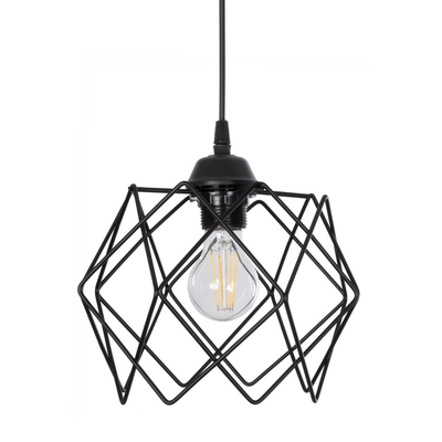 GLOBOSTAR® SOLON 201-0059 Μοντέρνο Κρεμαστό Φωτιστικό Οροφής με Ντουί 1 x E27 AC 220-240V IP20 - Μαύρο - Μ24 x Π24 x Υ23cm