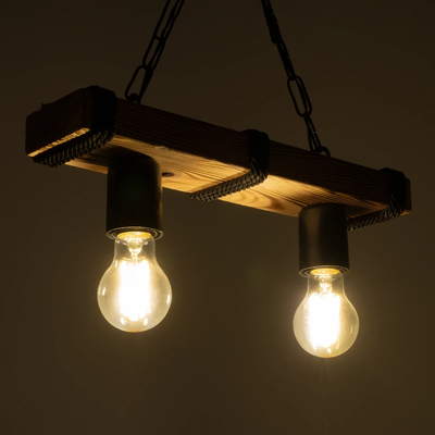 GLOBOSTAR® GLISTER 201-0002 Vintage Κρεμαστό Φωτιστικό Οροφής με Ντουί 2 x E27 AC 220-240V IP20 - Μπεζ & Μαύρο - Μ38 x Π9 x Υ10cm