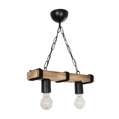 GLOBOSTAR® GLISTER 201-0002 Vintage Κρεμαστό Φωτιστικό Οροφής με Ντουί 2 x E27 AC 220-240V IP20 - Μπεζ & Μαύρο - Μ38 x Π9 x Υ10cm