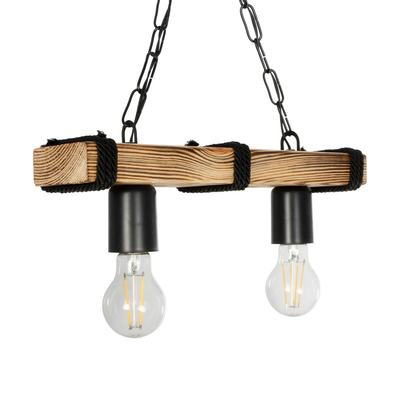 GLOBOSTAR® GLISTER 201-0002 Vintage Κρεμαστό Φωτιστικό Οροφής με Ντουί 2 x E27 AC 220-240V IP20 - Μπεζ & Μαύρο - Μ38 x Π9 x Υ10cm