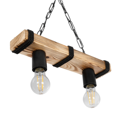 GLOBOSTAR® GLISTER 201-0002 Vintage Κρεμαστό Φωτιστικό Οροφής με Ντουί 2 x E27 AC 220-240V IP20 - Μπεζ & Μαύρο - Μ38 x Π9 x Υ10cm