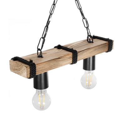 GLOBOSTAR® GLISTER 201-0002 Vintage Κρεμαστό Φωτιστικό Οροφής με Ντουί 2 x E27 AC 220-240V IP20 - Μπεζ & Μαύρο - Μ38 x Π9 x Υ10cm