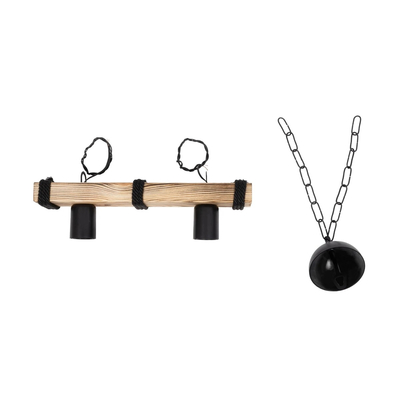 GLOBOSTAR® GLISTER 201-0002 Vintage Κρεμαστό Φωτιστικό Οροφής με Ντουί 2 x E27 AC 220-240V IP20 - Μπεζ & Μαύρο - Μ38 x Π9 x Υ10cm