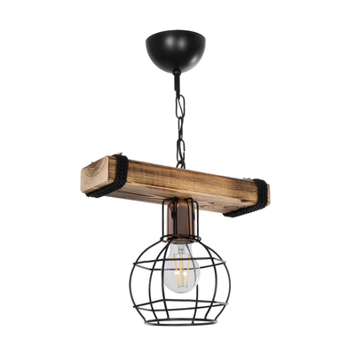 GLOBOSTAR® STARLO 201-0004 Vintage Κρεμαστό Φωτιστικό Οροφής με Ντουί 1 x E27 AC 220-240V IP20 - Μπεζ & Μαύρο - Μ30 x Π16 x Υ23cm