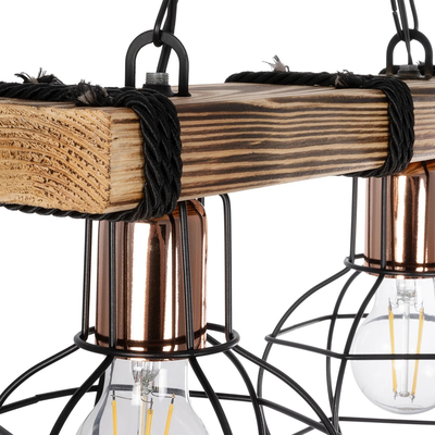 GLOBOSTAR® STARLO 201-0005 Vintage Κρεμαστό Φωτιστικό Οροφής με Ντουί 2 x E27 AC 220-240V IP20 - Μπεζ & Μαύρο - Μ38 x Π16 x Υ23cm