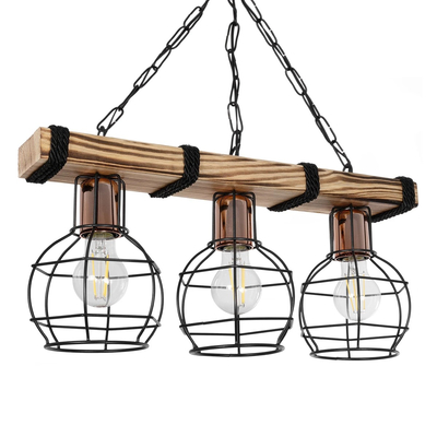 GLOBOSTAR® STARLO 201-0006 Vintage Κρεμαστό Φωτιστικό Οροφής με Ντουί 3 x E27 AC 220-240V IP20 - Μπεζ & Μαύρο - Μ50 x Π16 x Υ23cm