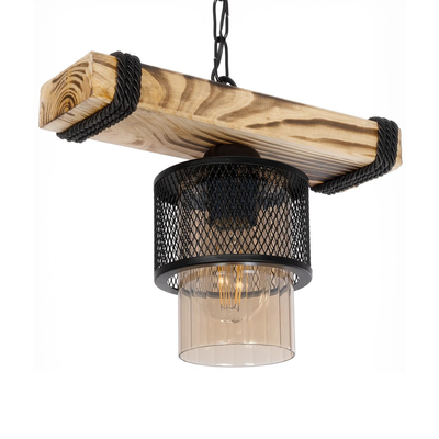 GLOBOSTAR® GLORA 201-0007 Vintage Κρεμαστό Φωτιστικό Οροφής με Ντουί 1 x E27 AC 220-240V IP20 - Μπεζ & Μαύρο - Μ29 x Π12 x Υ21cm